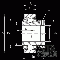外球面球軸承 E40-KRR, 圓柱外圈，偏心鎖圈定位，兩側(cè) R 型密封