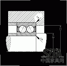 角接觸球軸承 30/8-B-2Z-TVH, 雙列，雙側(cè)間隙密封，接觸角 α = 25°