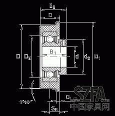 外球面球軸承 CRB30/92, 帶橡膠插入件，偏心鎖圈定位，兩側(cè) P 型密封